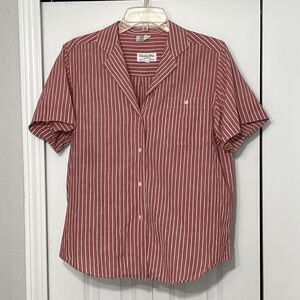 Vintage Christian Dior Striped Top Shirt Hickory Gingham 1970s Country Button Up
